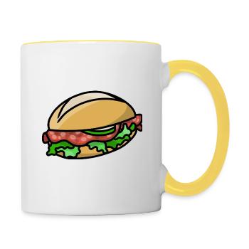 Pain de salami à la saucisse de salami - Mug contrasté - blanc/jaune - Droite