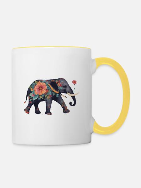Elephant - Tasse zweifarbig - Weiß/Gelb