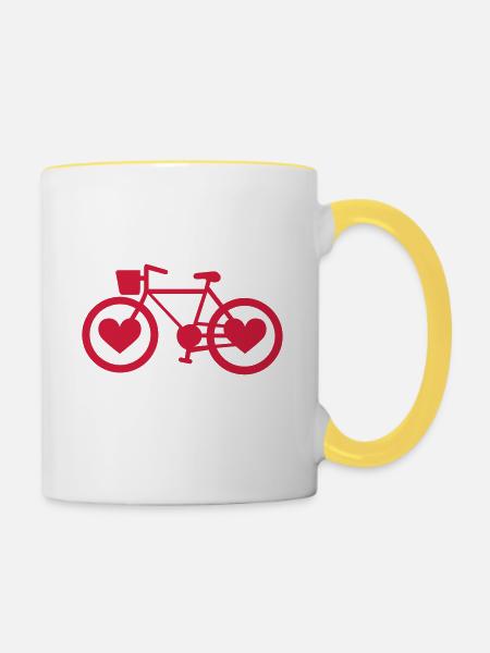 Bike Heart - Tasse zweifarbig - Weiß/Gelb