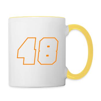 48 Zahl symbol - Tasse zweifarbig - Weiß/Gelb - Rechts