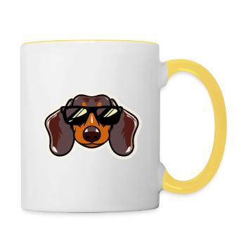 Retro Dachshund Holiday Dog Lovers - Contrasting Mug - white/yellow - Right