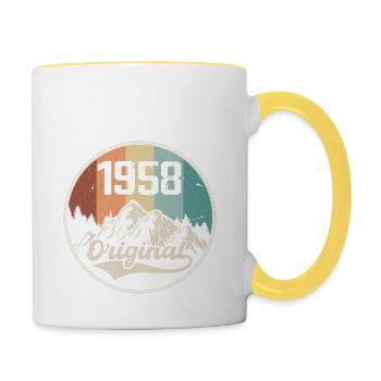 Original 1958 Geburtstagsgeschenk - 1958 - Tasse zweifarbig - Weiß/Gelb - Rechts