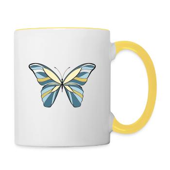Butterfly Colorful by Isa.unprofessional - Contrasting Mug - white/yellow - Right