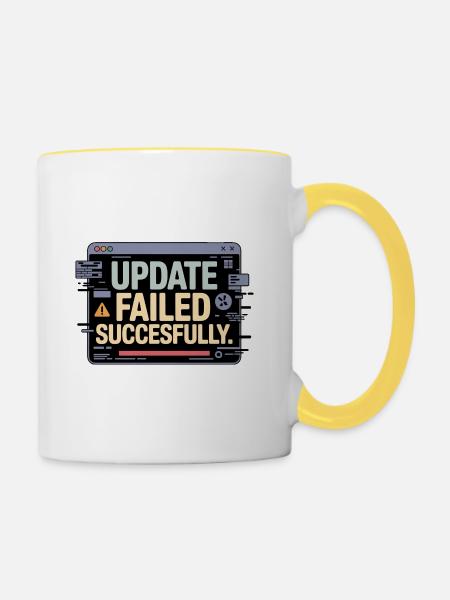 update-failed-successfully - Tasse zweifarbig - Weiß/Gelb