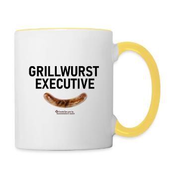 Grillspruch Grillwurst Executive - Tasse zweifarbig - Weiß/Gelb - Rechts