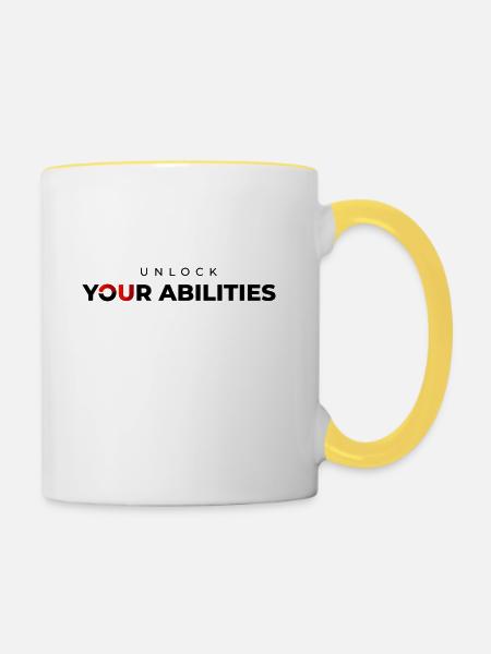 Unlock your Abilities Premium - Tasse zweifarbig - Weiß/Gelb