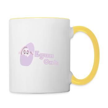 Egun auf - Tasse zweifarbig - Weiß/Gelb - Rechts