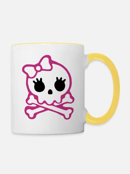 skull - Tasse zweifarbig - Weiß/Gelb
