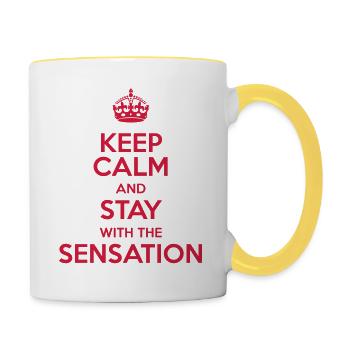 KEEP CALM AND STAY WITH THE SENSATION - Contrasting Mug - white/yellow - Right