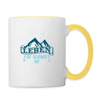 Das Leben ist schöner auf Schnee Winter Skifahren - Tasse zweifarbig - Weiß/Gelb - Rechts