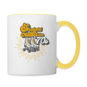 Straight outta the 70s T-Shirt Geschenke - Tasse zweifarbig - Weiß/Gelb - Rechts