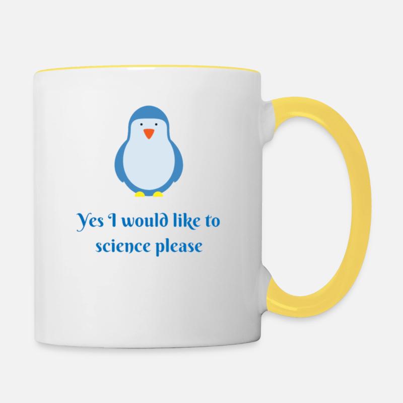 Pinguin Science Wissenschaft - Tasse zweifarbig - Weiß/Gelb