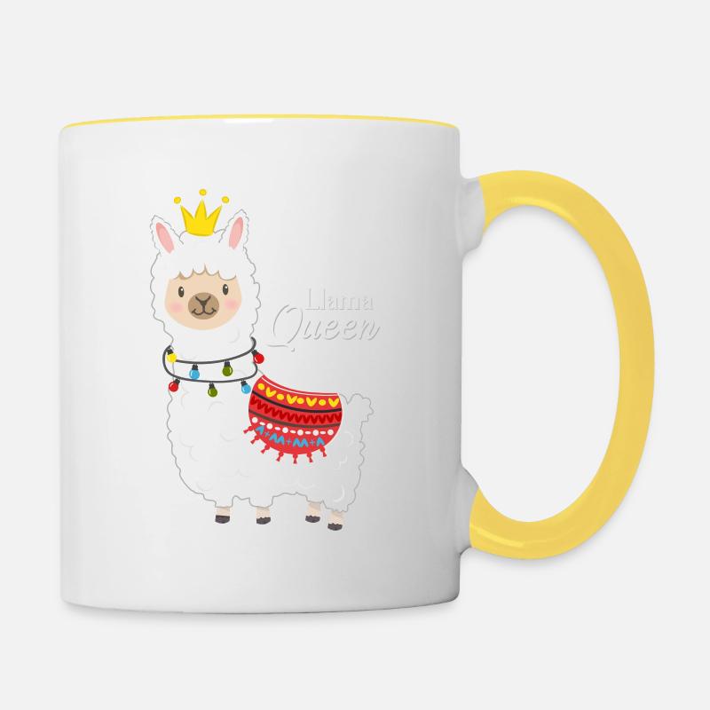Lama alpaga queen - Mug contrasté - blanc/jaune