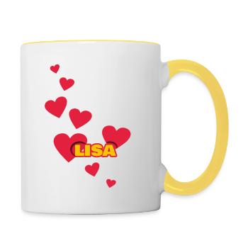 Ich liebe Lisa - Tasse zweifarbig - Weiß/Gelb - Rechts