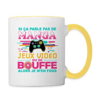 Manga Jeux vidéo Bouffe - Geek Humour Console - Mug contrasté - blanc/jaune - Droite