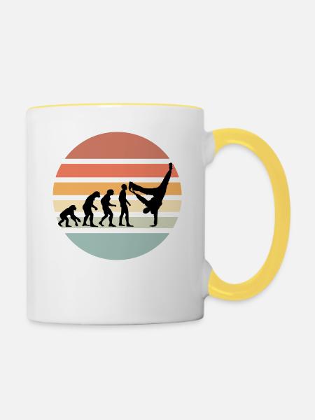 Evolution of mankind HIP HOP - Tasse zweifarbig - Weiß/Gelb