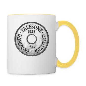 Palästina 10 Mils Münze - Tasse zweifarbig - Weiß/Gelb - Rechts
