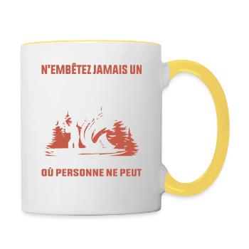 Chemise de pêcheur Papa pêcheur cadeau pêcheur - Mug contrasté - blanc/jaune - Droite