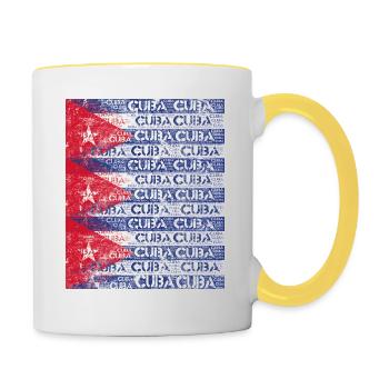 Cuba Cuban flag - Contrasting Mug - white/yellow - Right