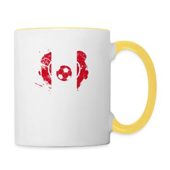 J'aime le Pérou, j'aime le football - Mug contrasté - blanc/jaune - Droite
