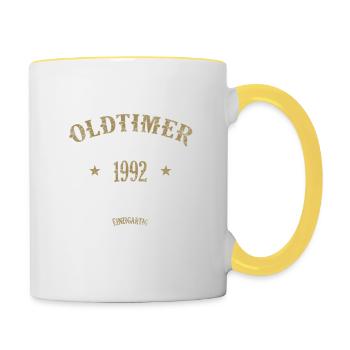 30 Birthday Oldtimer Gentleman Vintage 1992 - Mug contrasté - blanc/jaune - Droite