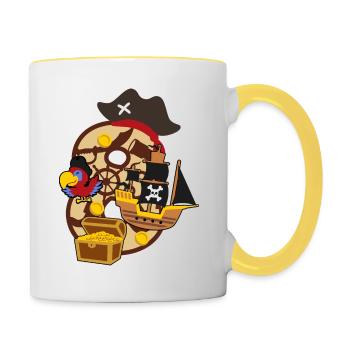 Fête pirate pour 8ème anniversaire numéro 8 - 8 ans - Mug contrasté - blanc/jaune - Droite