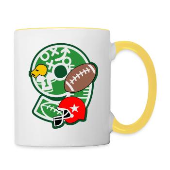Fußball 9. Geburtstagsparty Nummer 9 - 9 Jahre - Tasse zweifarbig - Weiß/Gelb - Rechts