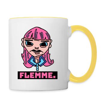 Logo marque Flemme. - Mug contrasté - blanc/jaune - Droite