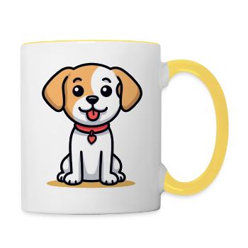 Cute dog design for dog owners - Contrasting Mug - white/yellow - Right