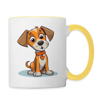 Conception de chien mignon pour les propriétaires de chiens - Mug contrasté - blanc/jaune - Droite