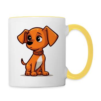 Conception de chien mignon pour les propriétaires de chiens - Mug contrasté - blanc/jaune - Droite