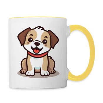 Conception de chien mignon pour les propriétaires de chiens - Mug contrasté - blanc/jaune - Droite
