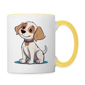 Conception de chien mignon pour les propriétaires de chiens - Mug contrasté - blanc/jaune - Droite