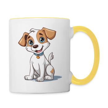 Conception de chien mignon pour les propriétaires de chiens - Mug contrasté - blanc/jaune - Droite