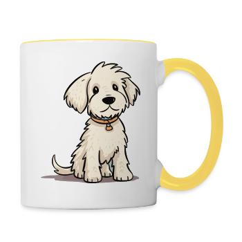 Niedliches Hundedesign für Hundebesitzer - Tasse zweifarbig - Weiß/Gelb - Rechts