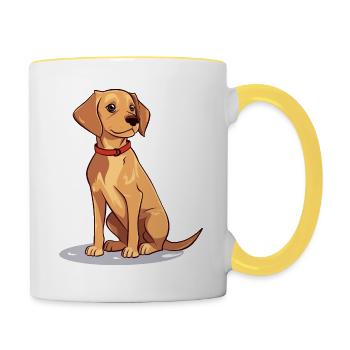 Cute dog design for dog owners - Contrasting Mug - white/yellow - Right