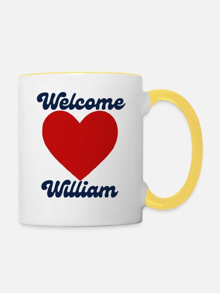 Willkommen William - Tasse zweifarbig - Weiß/Gelb