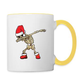 Dabbing Père Noël squelette - Mug contrasté - blanc/jaune - Droite