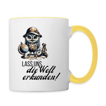 Let's explore the world Owl - Contrasting Mug - white/yellow - Right