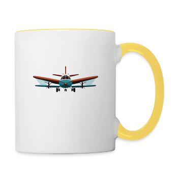 Moderner Doppeldecker - Tasse zweifarbig - Weiß/Gelb - Rechts