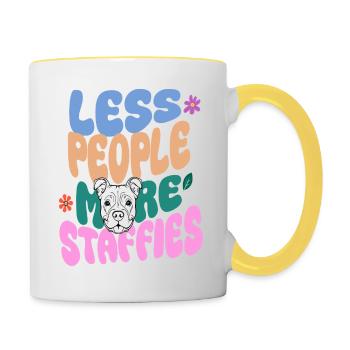 Staffordshire Terrier-Frauchen Sprüche - Tasse zweifarbig - Weiß/Gelb - Rechts