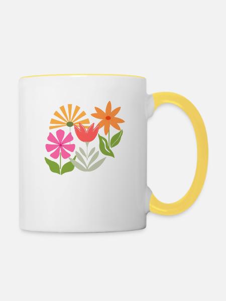 Blumenbeet - Tasse zweifarbig - Weiß/Gelb