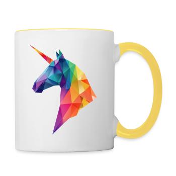 Unicorn Low Poly Art Logo Design Colorful - Contrasting Mug - white/yellow - Right