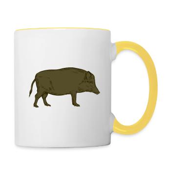 Wild boar - Wild boar - Hunting - Hunter - Contrasting Mug - white/yellow - Right