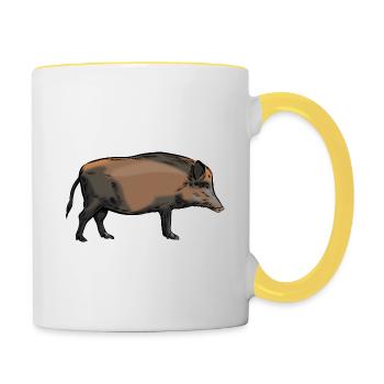 Wild boar - Wild boar - Hunting - Hunter - Contrasting Mug - white/yellow - Right