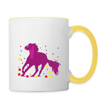 Pferd mit Sternen - Tasse zweifarbig - Weiß/Gelb - Rechts