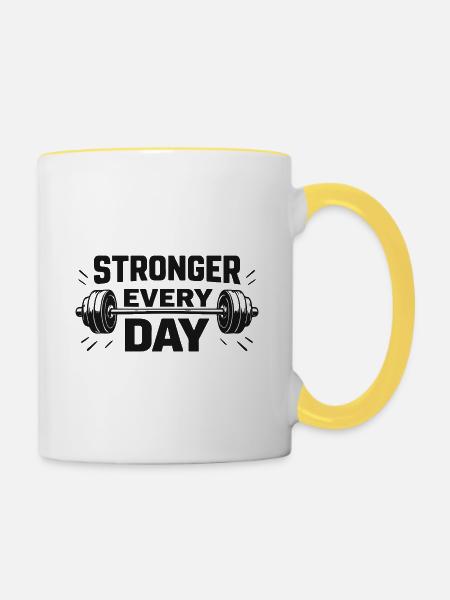 Stronger every day - Tasse zweifarbig - Weiß/Gelb