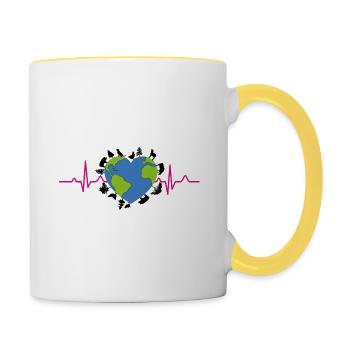 The heartbeat of our Mother Earth is slowing down - Contrasting Mug - white/yellow - Right