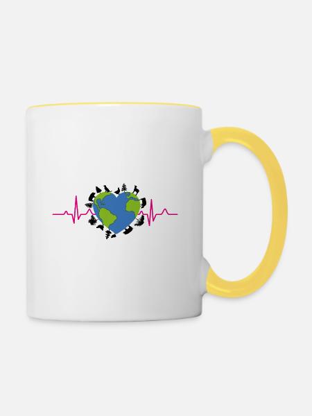 Der Herzschlag unserer Mutter Erde wird langsamer - Tasse zweifarbig - Weiß/Gelb