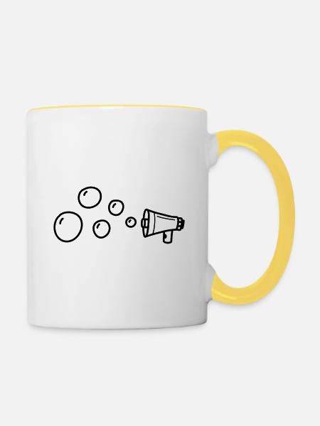 Megaphon Bubble - Tasse zweifarbig - Weiß/Gelb